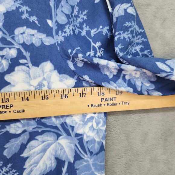 NWT H&M Women’s Dress SZ 6 Blue Floral Viscose 3/4 Sleeve Modest Workwear Church - Picture 10 of 11